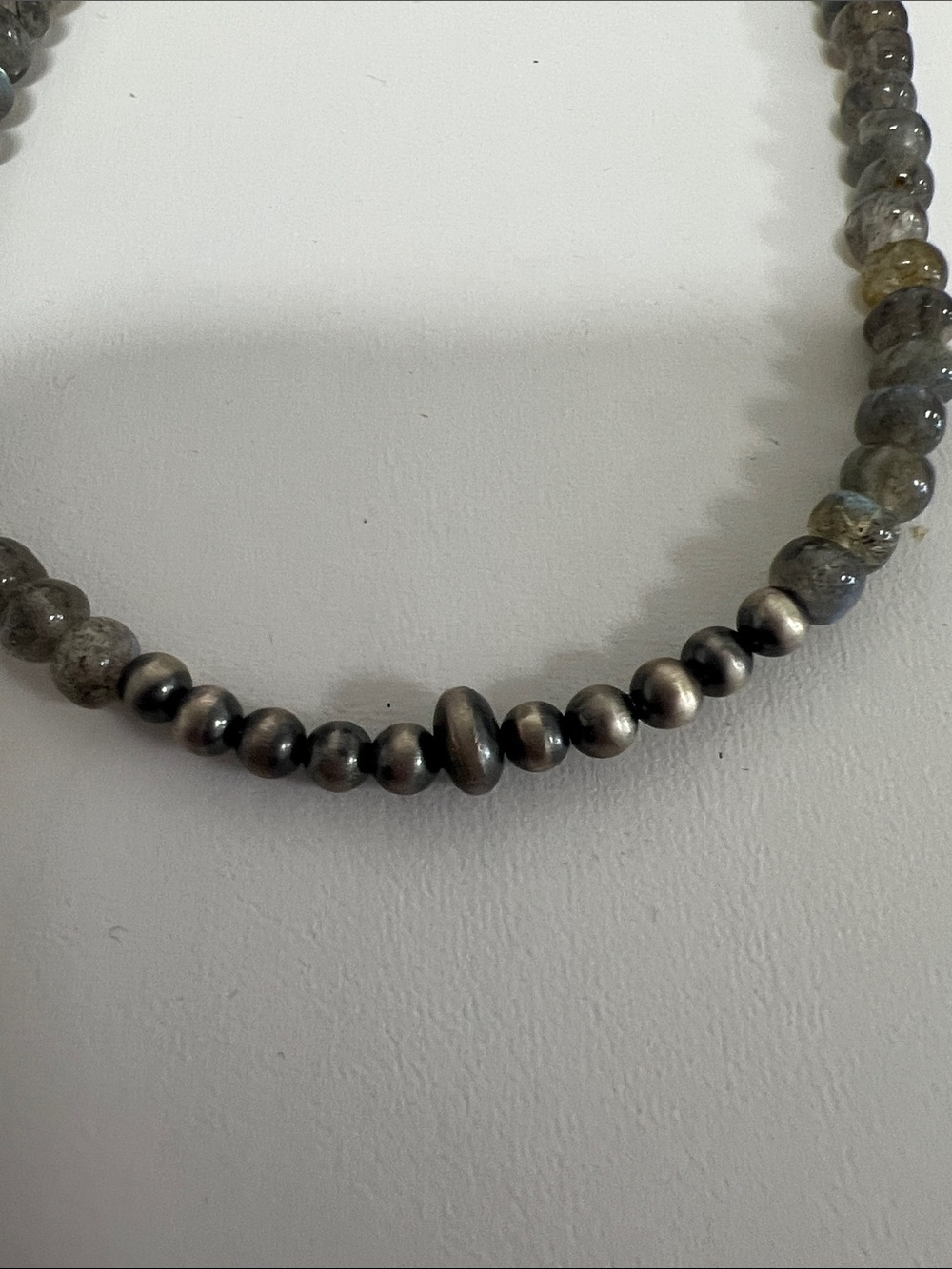 Labradorite Bead Necklace in Gray